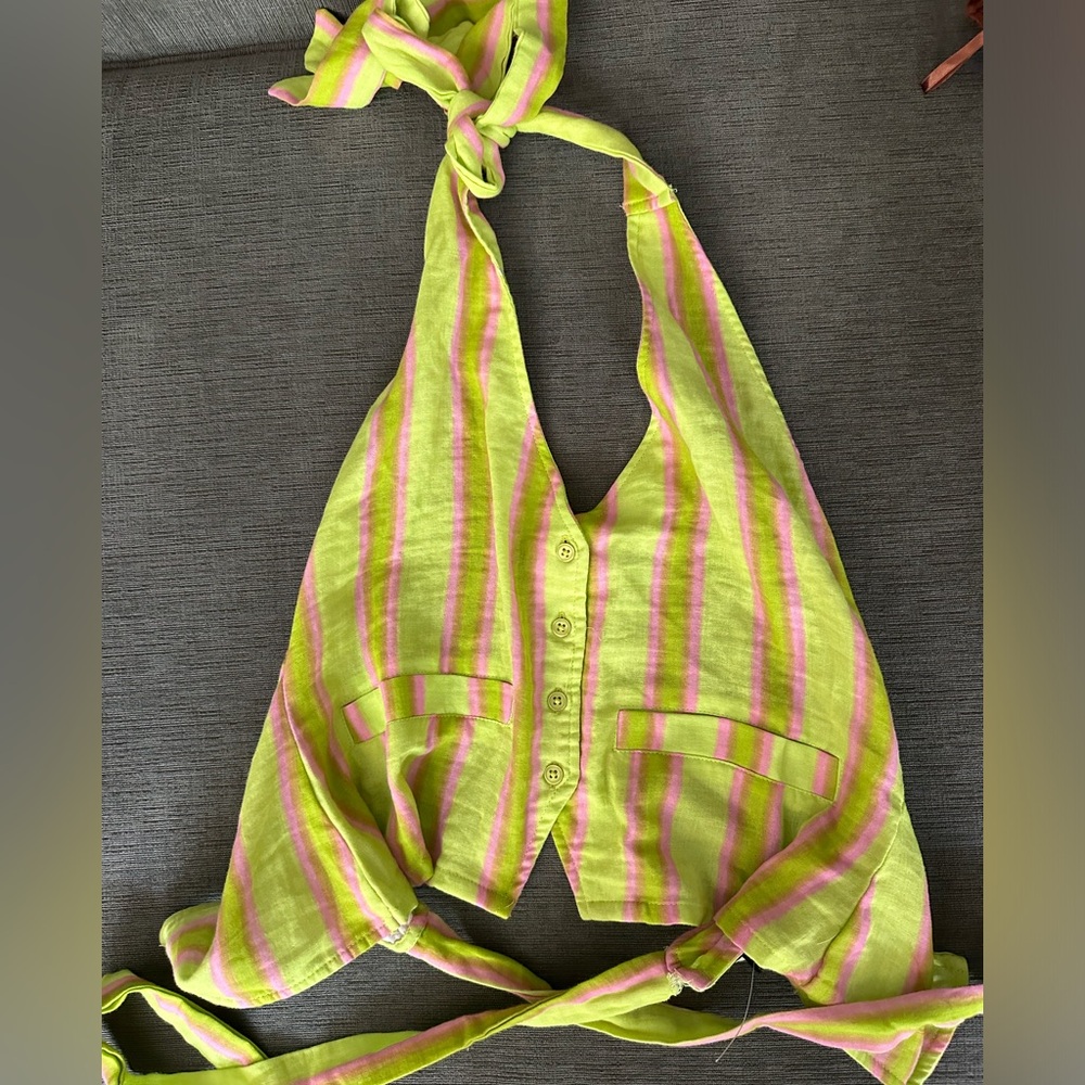 Colorful halter top, open back